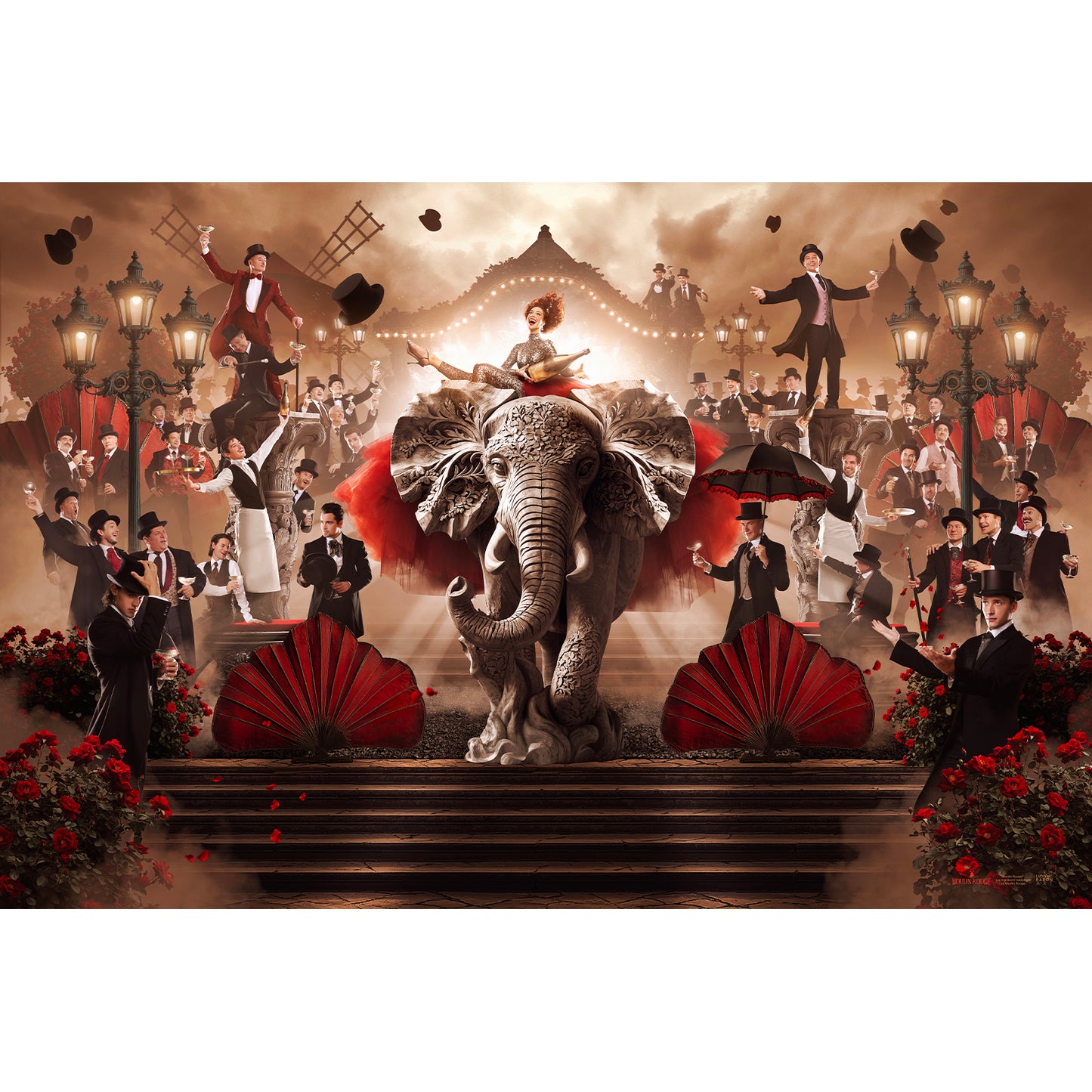 Champagne dans les jardins du Moulin Rouge - Affiche fine art
