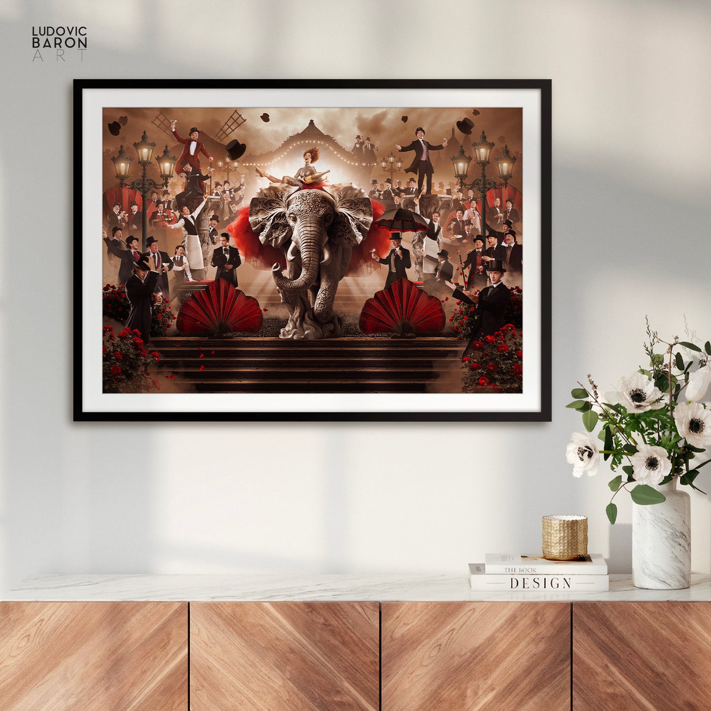 Champagne dans les jardins du Moulin Rouge - Affiche fine art