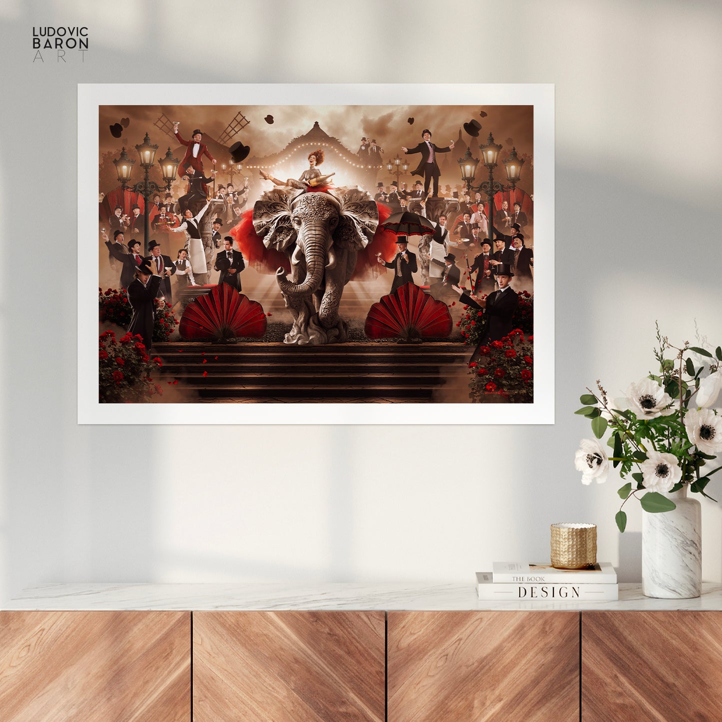 Champagne dans les jardins du Moulin Rouge - Affiche fine art