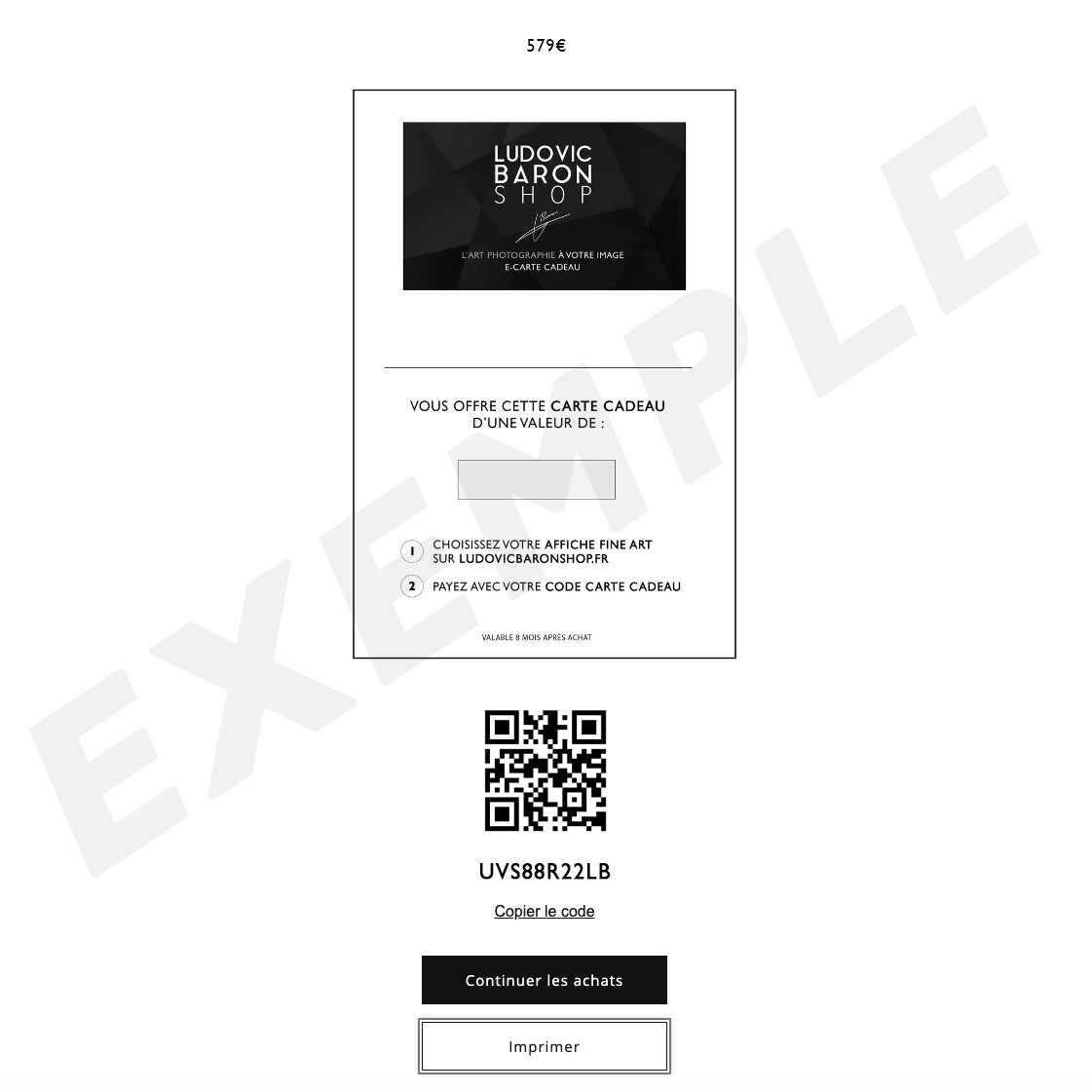 La e-Carte Cadeau de Ludovic Baron