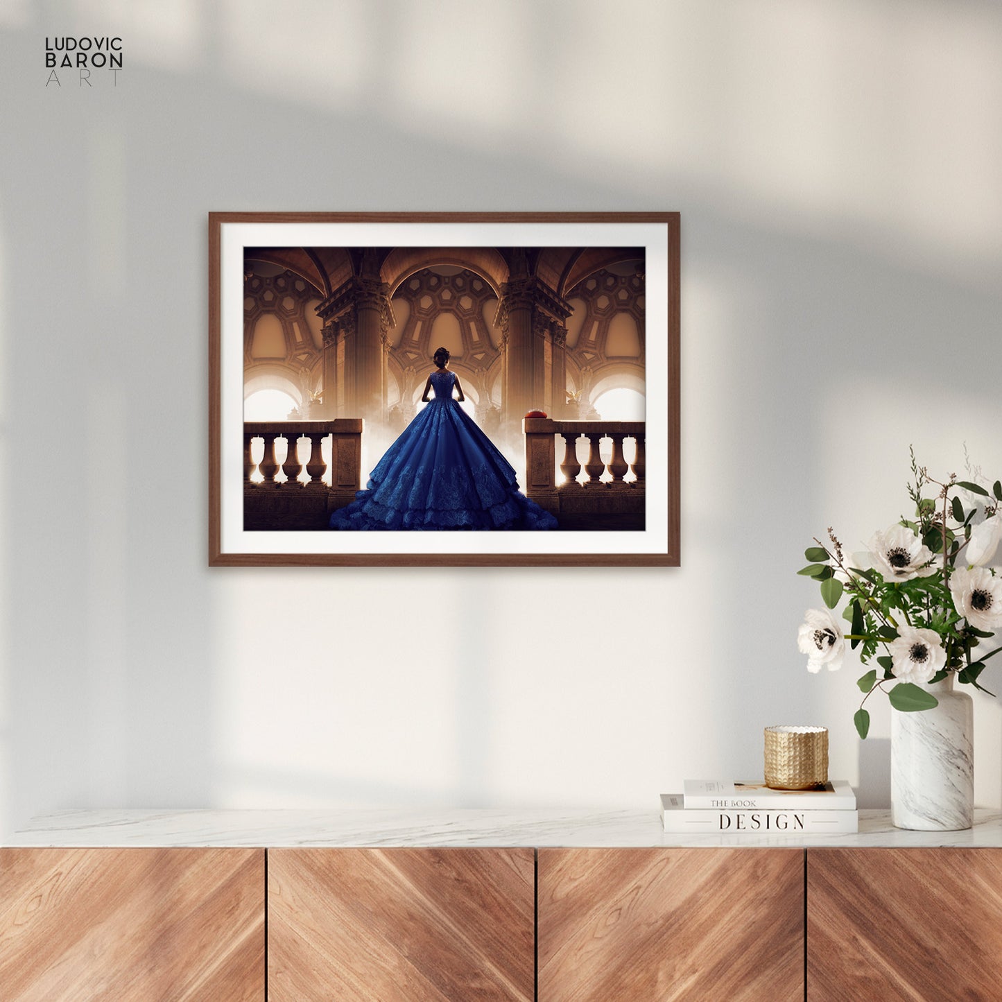 The woman in blue facing her thoughts - Fine art poster