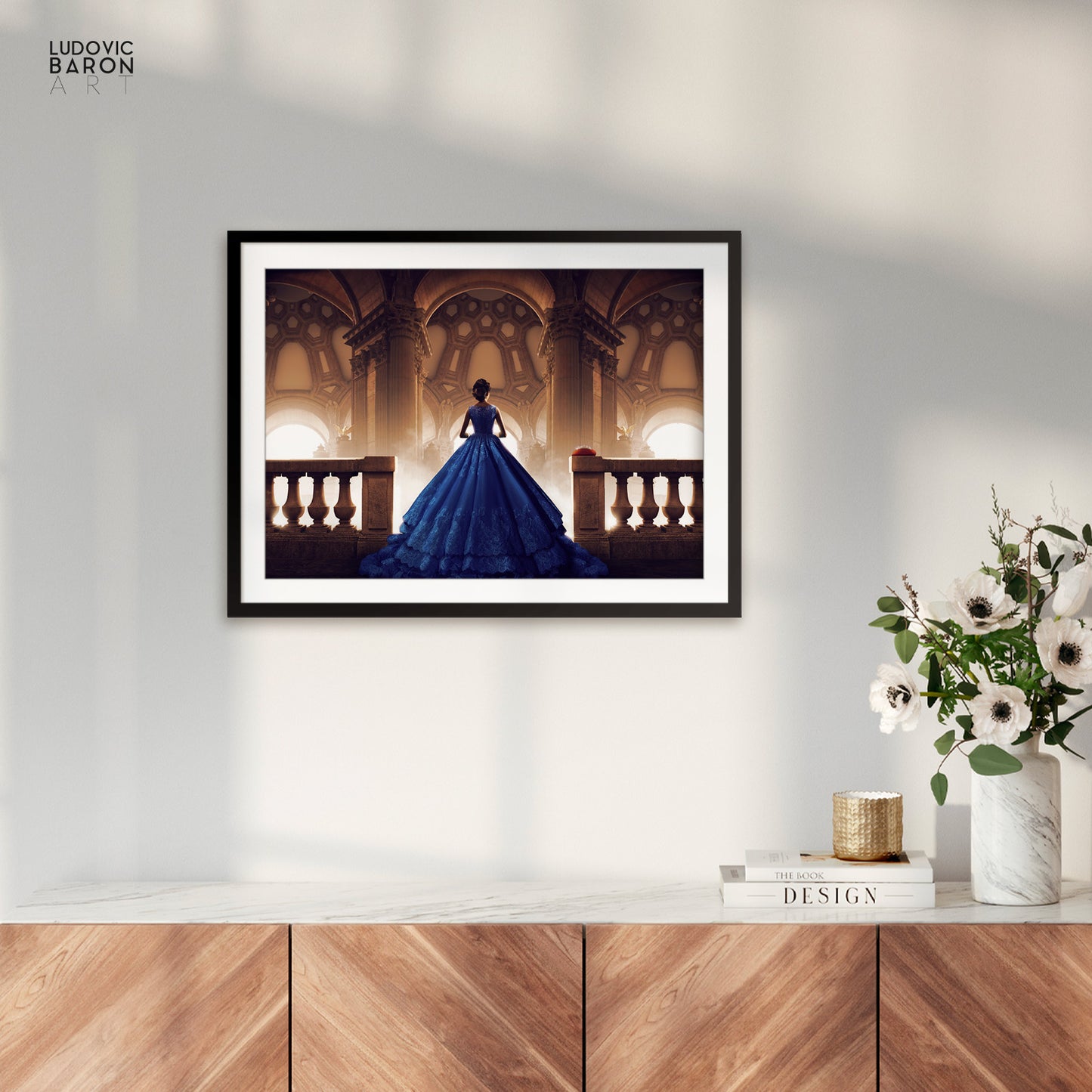 The woman in blue facing her thoughts - Fine art poster