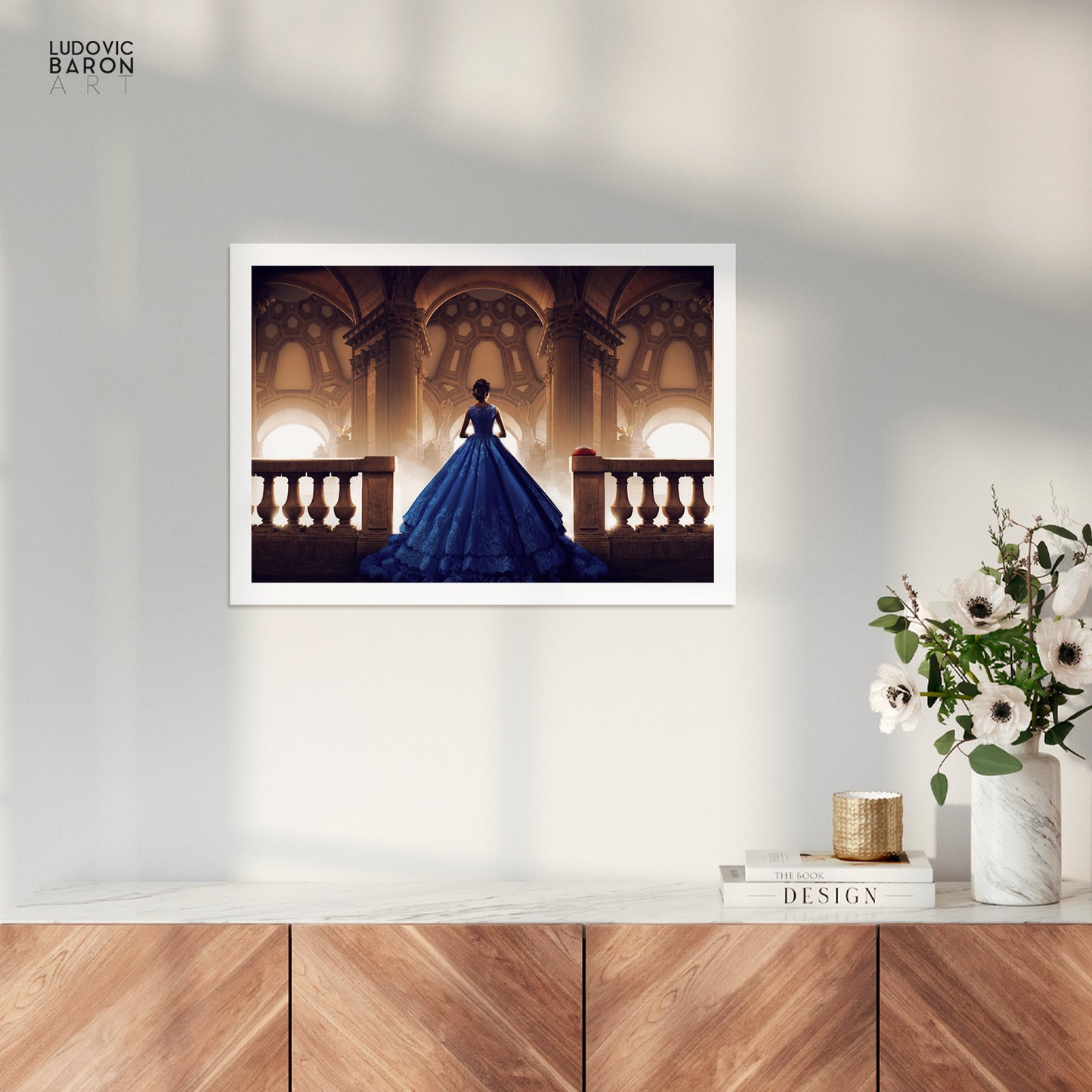 The woman in blue facing her thoughts - Fine art poster