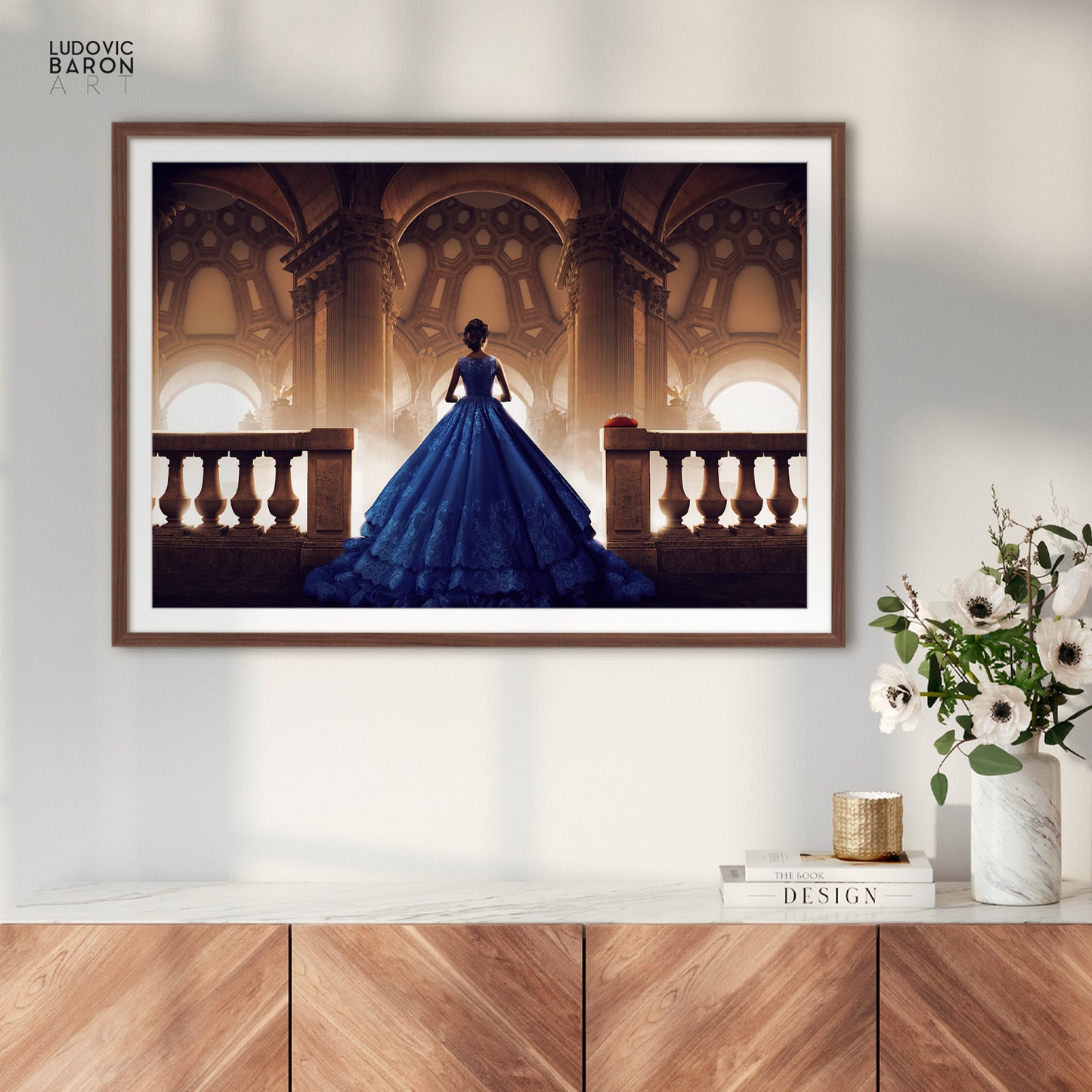 The woman in blue facing her thoughts - Fine art poster