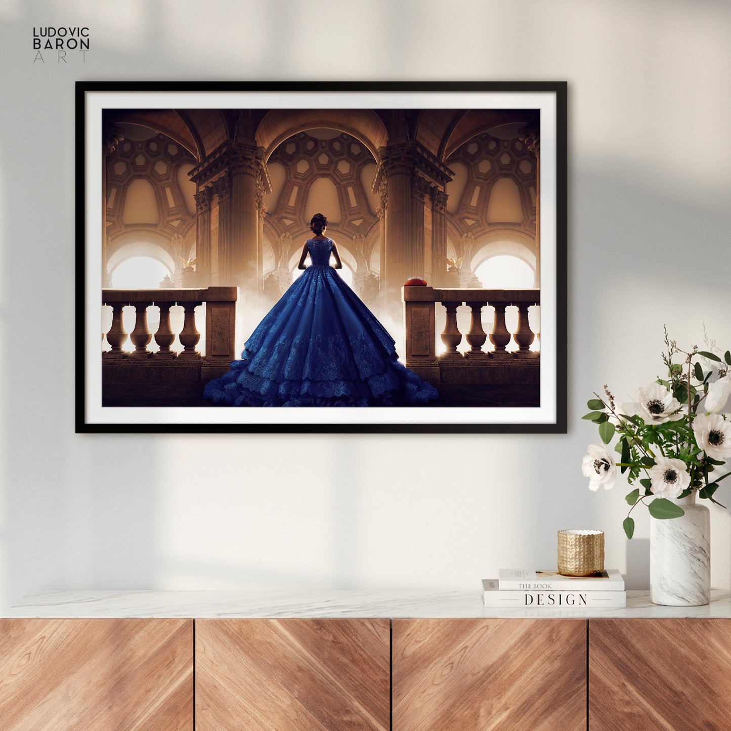 The woman in blue facing her thoughts - Fine art poster