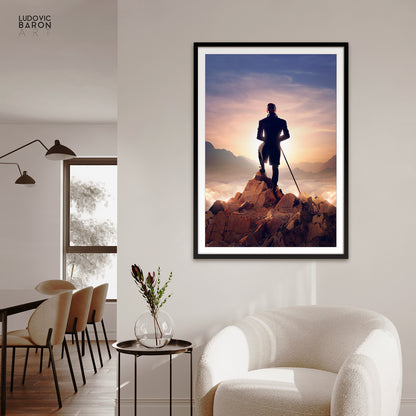 The traveler facing the sea of clouds - Fine art poster