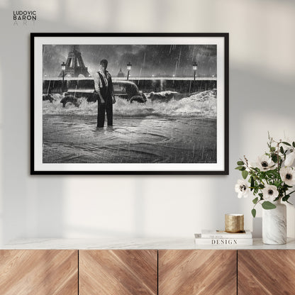 Une tempête à Paris, les garçons - Affiche fine art