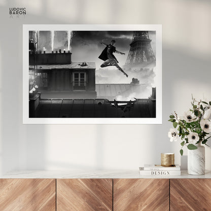 Dance on the rooftops of Paris - Fine art poster